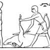 Schlachten eines Steinbocks und Schleifen der Messer im alten Ägypten