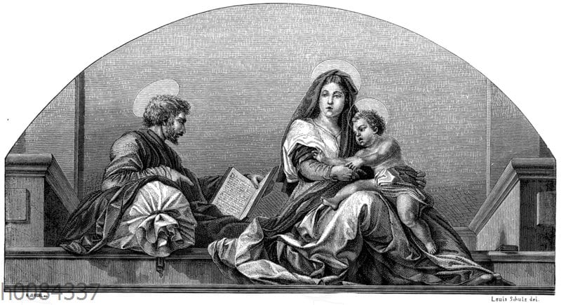 Madonna del Sacco. Wandgemälde von Andrea del Sarto