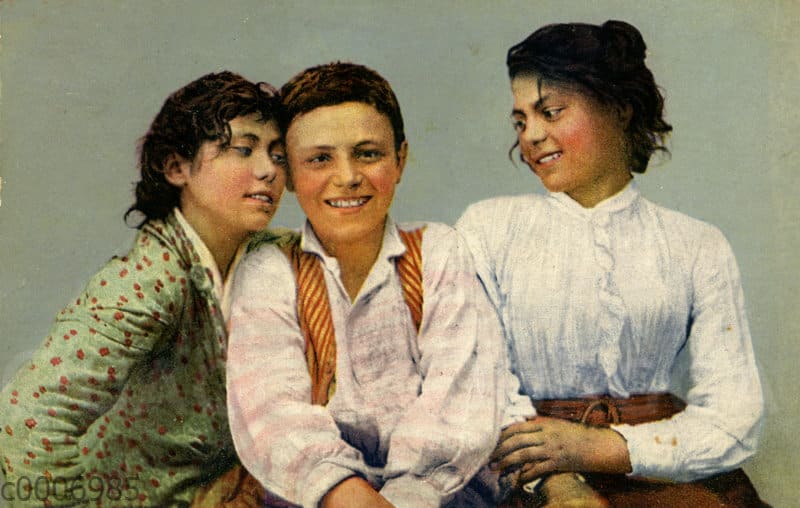 Fröhliche junge Neapolitaner in klassischer Tracht - Quagga Illustrations