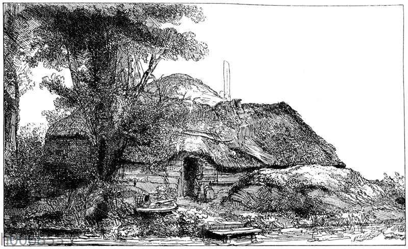 Bauernhaus nach einer Radierung von Rembrandt