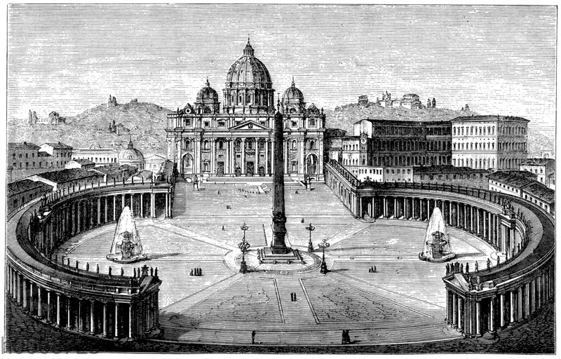 Die St. Peterskirche mit Säulenhalle und Platz