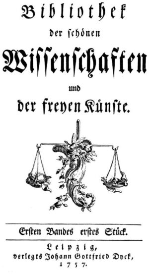 Titelblatt von Nicolais 'Bibliothek der schönen Wissenschaften und freyen Künste'