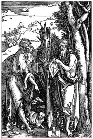 Johannes der Täufer und Onuphrius. Nach einem Holzschnitt von Albrecht Dürer