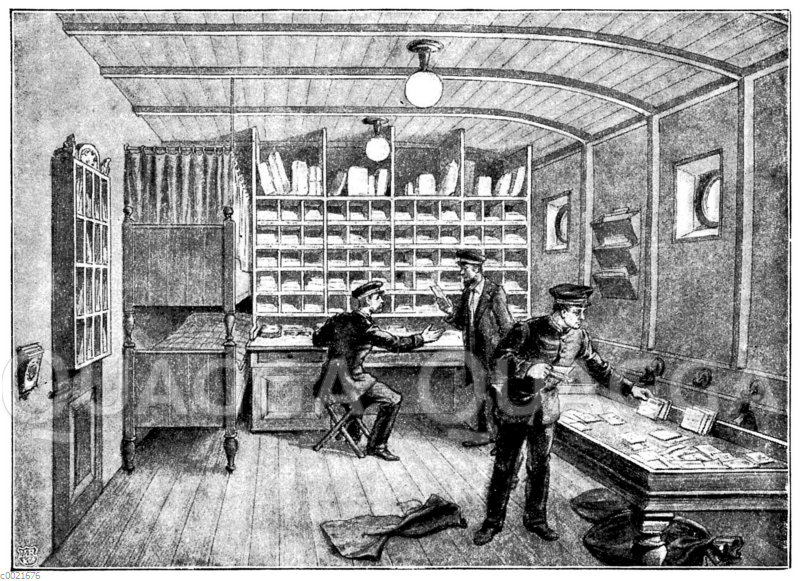 Postkammer in einem Schnelldampfer