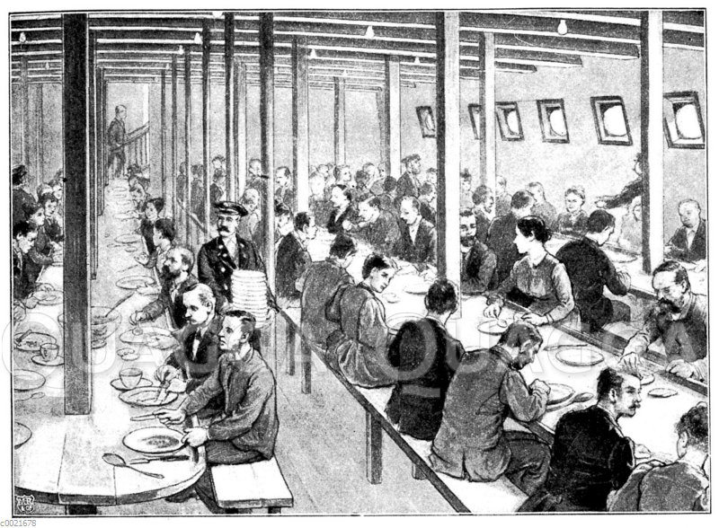 Speisesaal für Zwischendecksreisende.