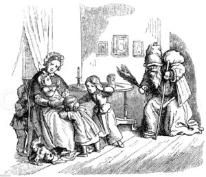 Knecht Ruprecht besucht eine Familie
