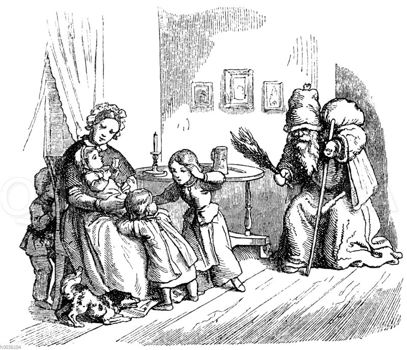 Knecht Ruprecht besucht eine Familie