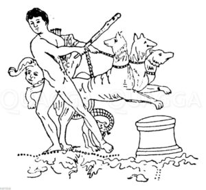Herakles bändigt Kerberos